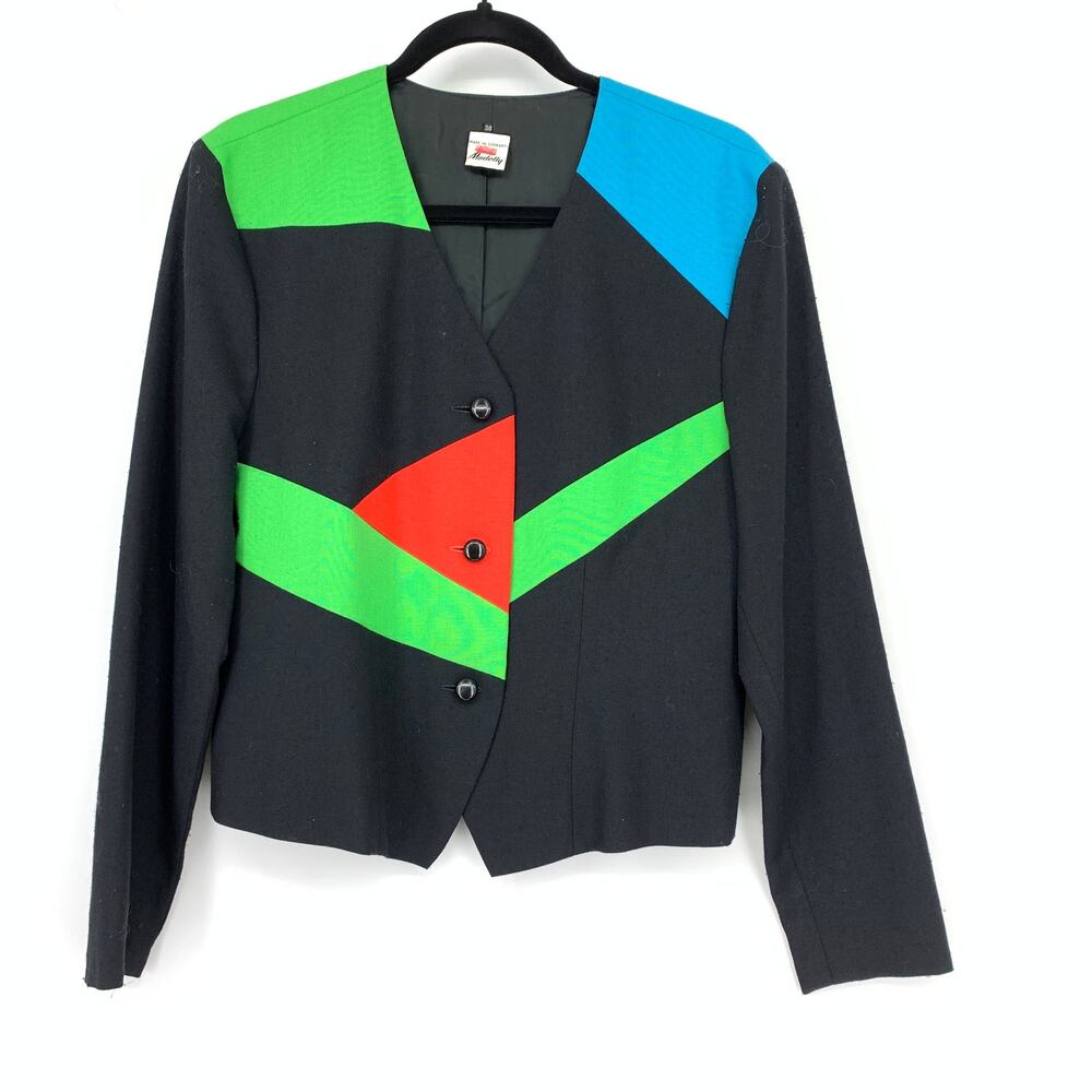 Vintage Mondelly Blazer 38 US S Colorblock Geometric Jacket Made in Germany